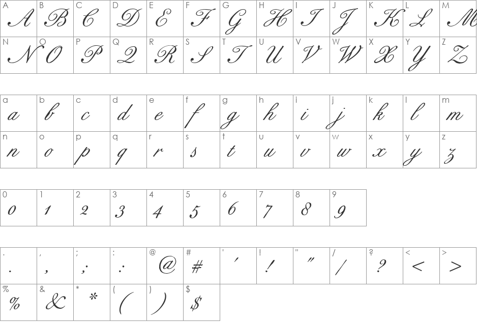 Bix Antique Script Hmk font character map preview