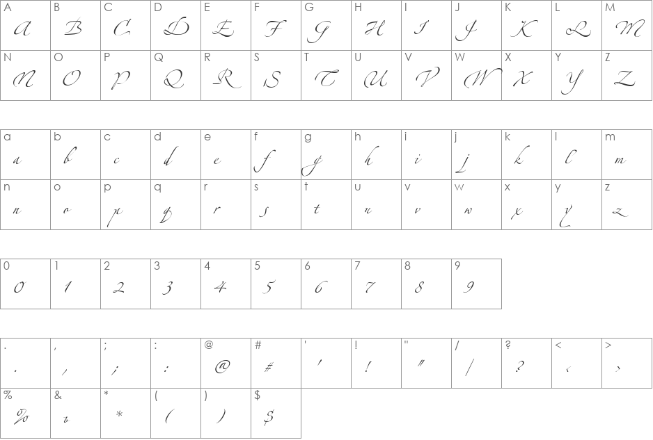 Zeferino Two font character map preview