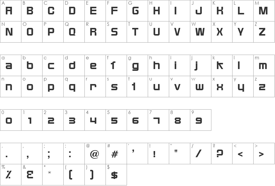 BixbySpecial font character map preview