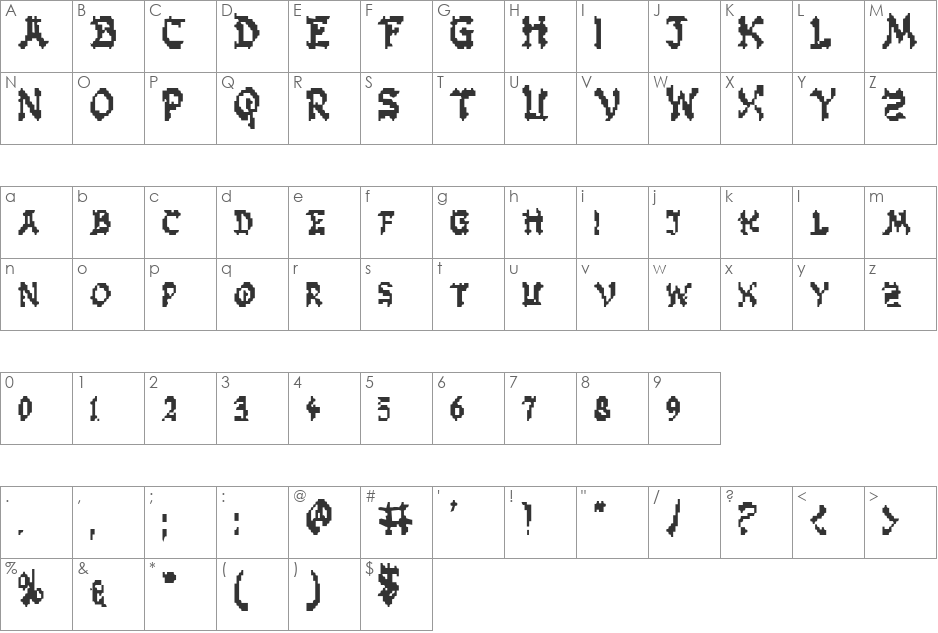 Zen Masters Italic font character map preview