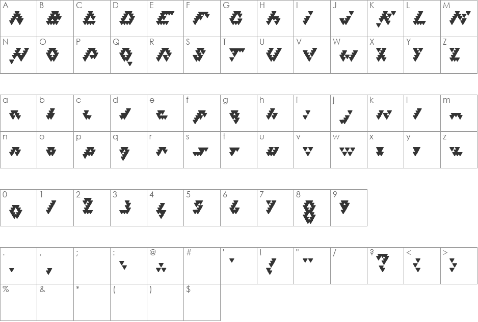 Bizar Loved Triangles font character map preview