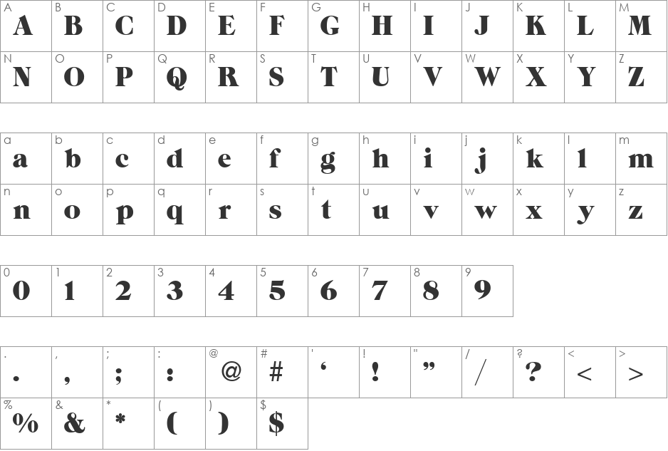 Zepp DB font character map preview