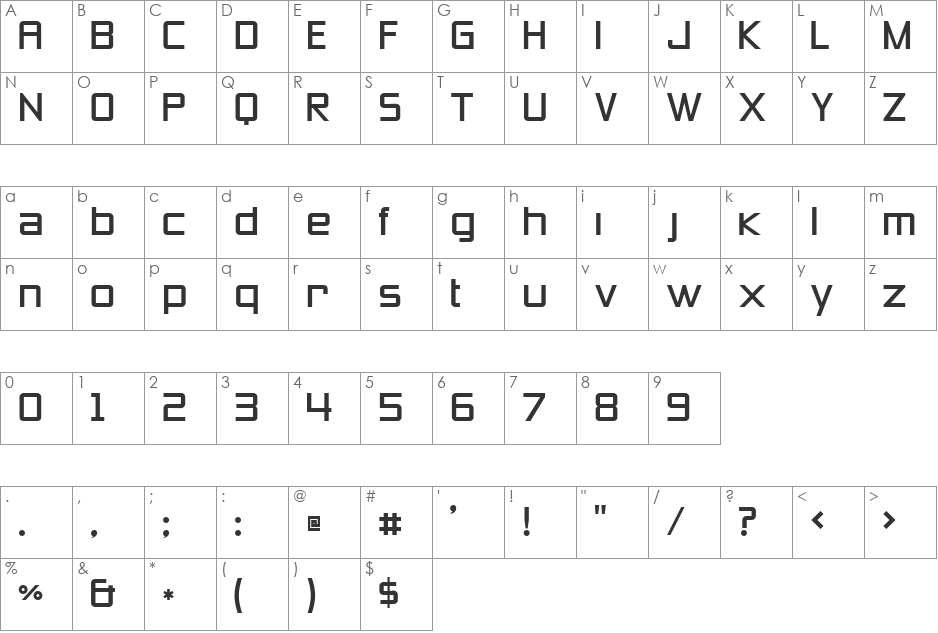 Zero Threes font character map preview