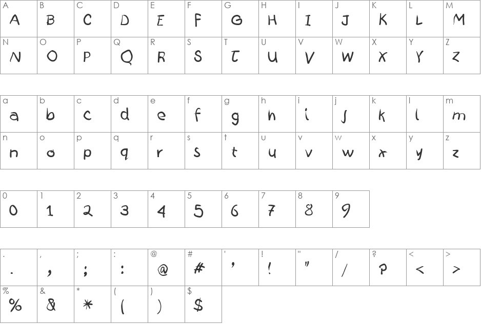 ZeroPoints font character map preview