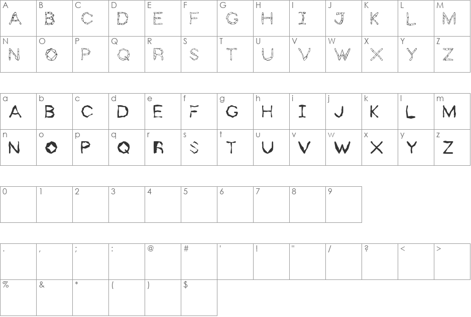 Zholly Display font character map preview