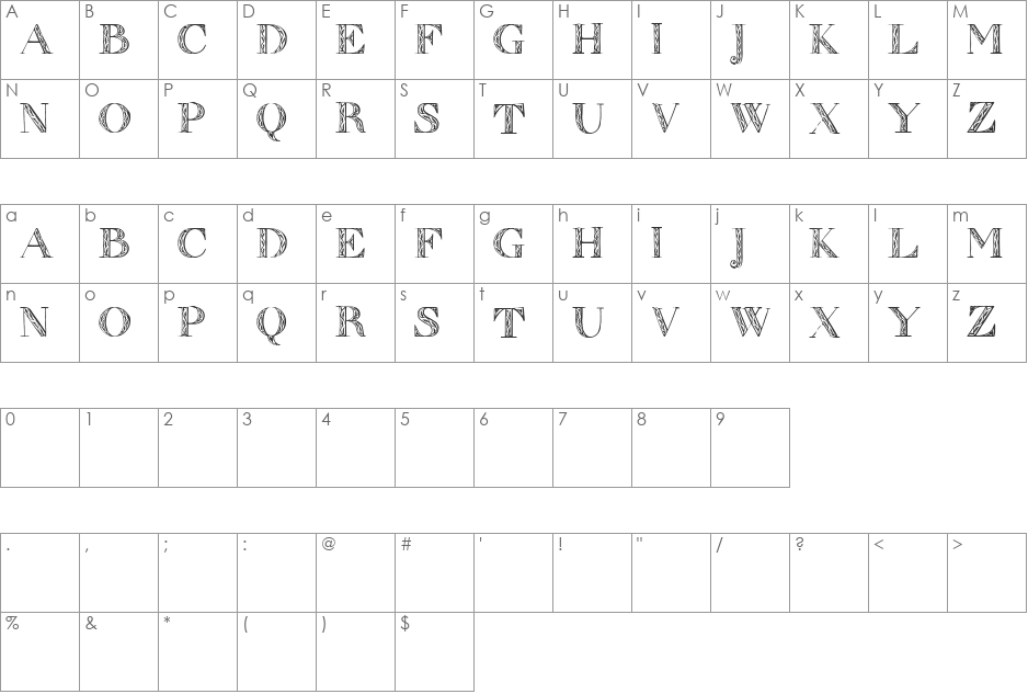 Zierinitialen2 font character map preview