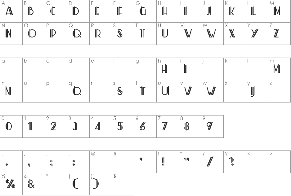 Zig Zag ML font character map preview