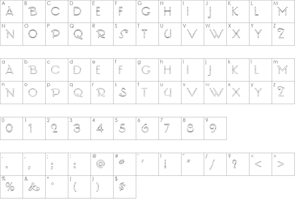 ZiggyStardustNF font character map preview