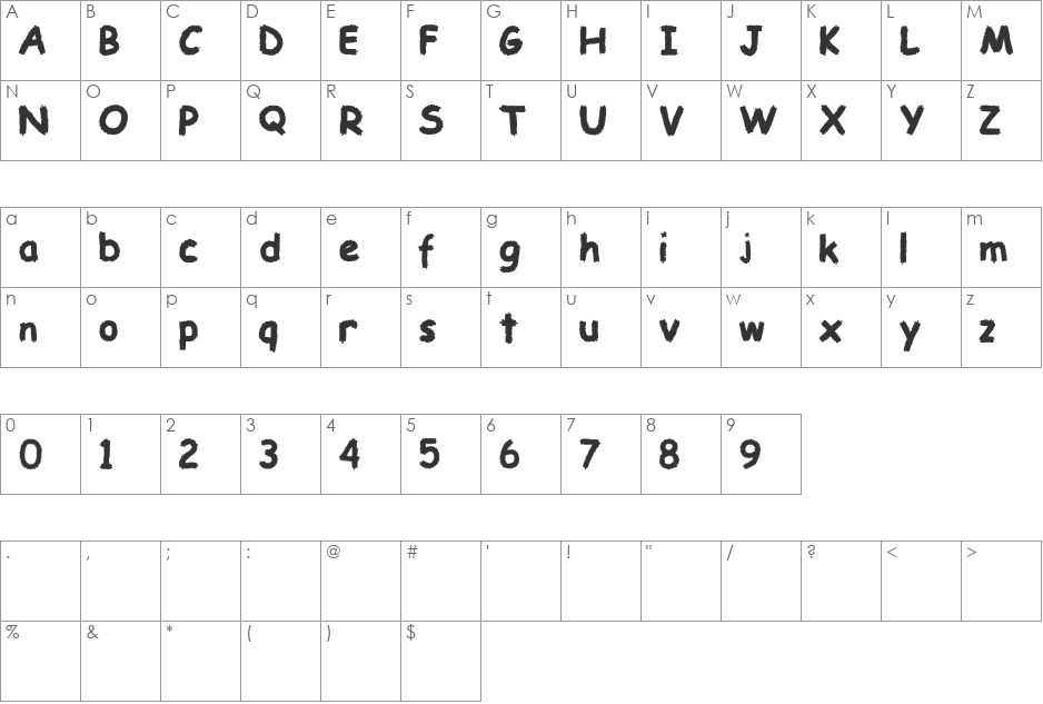Zigzag Sans font character map preview