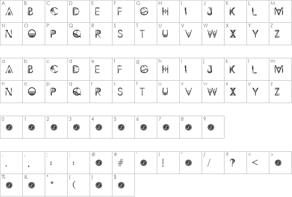 ZILAP GEOMETRIK font character map preview