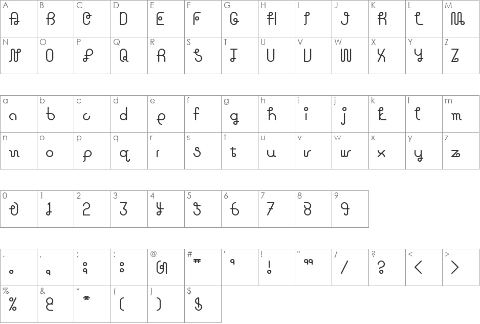 zion font character map preview