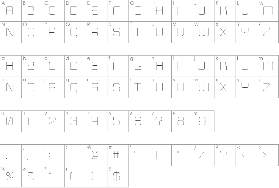 Zip Typeface font character map preview