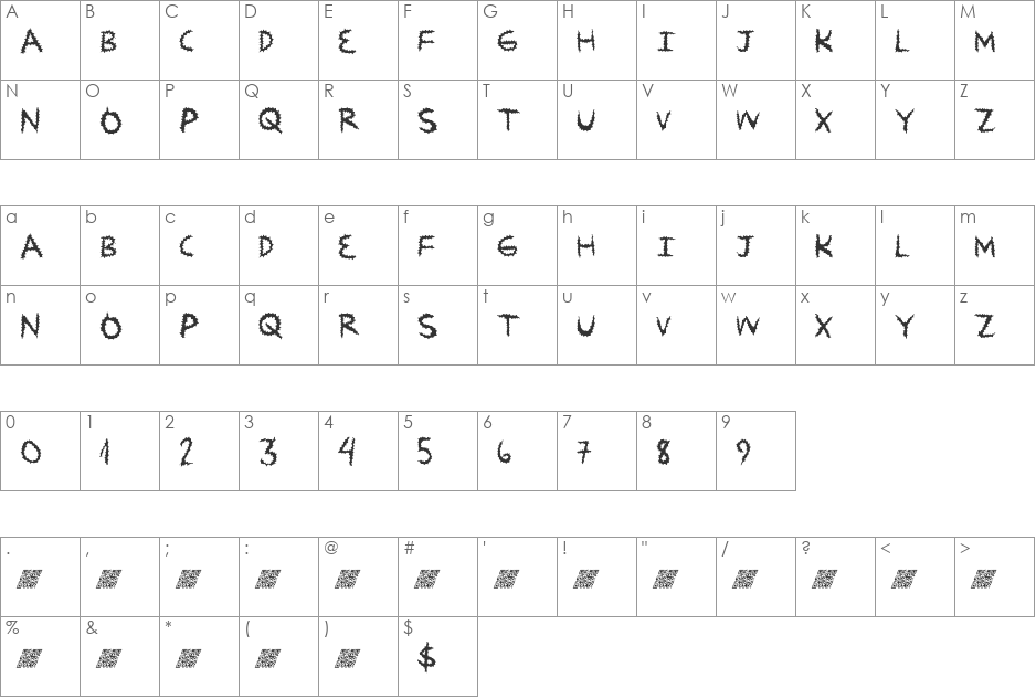 ZipDown font character map preview