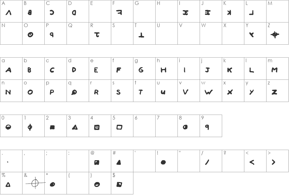 Zipher font character map preview