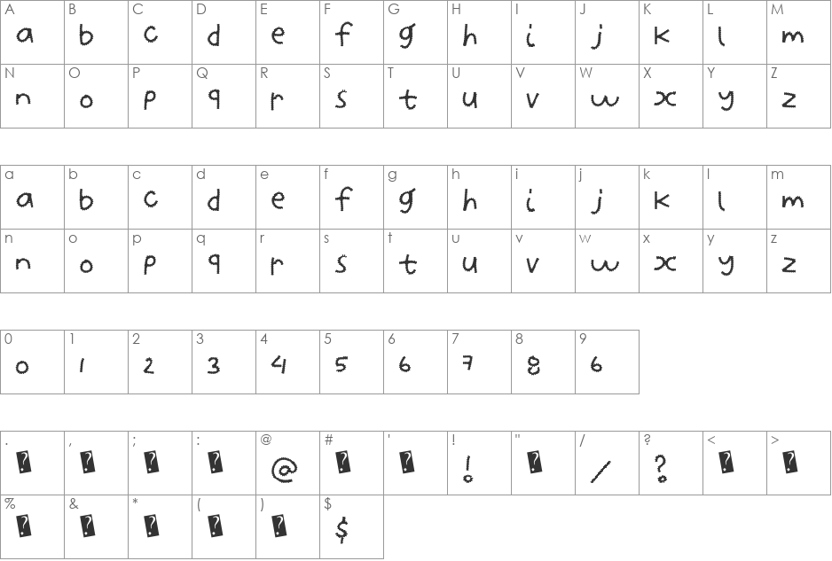 ZipperFries font character map preview