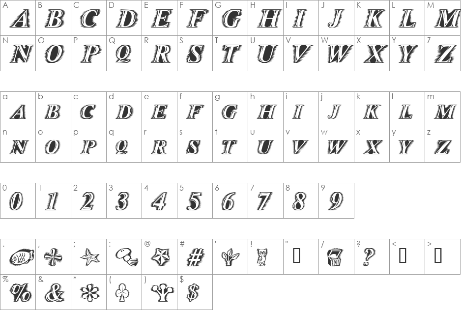 Zippo font character map preview