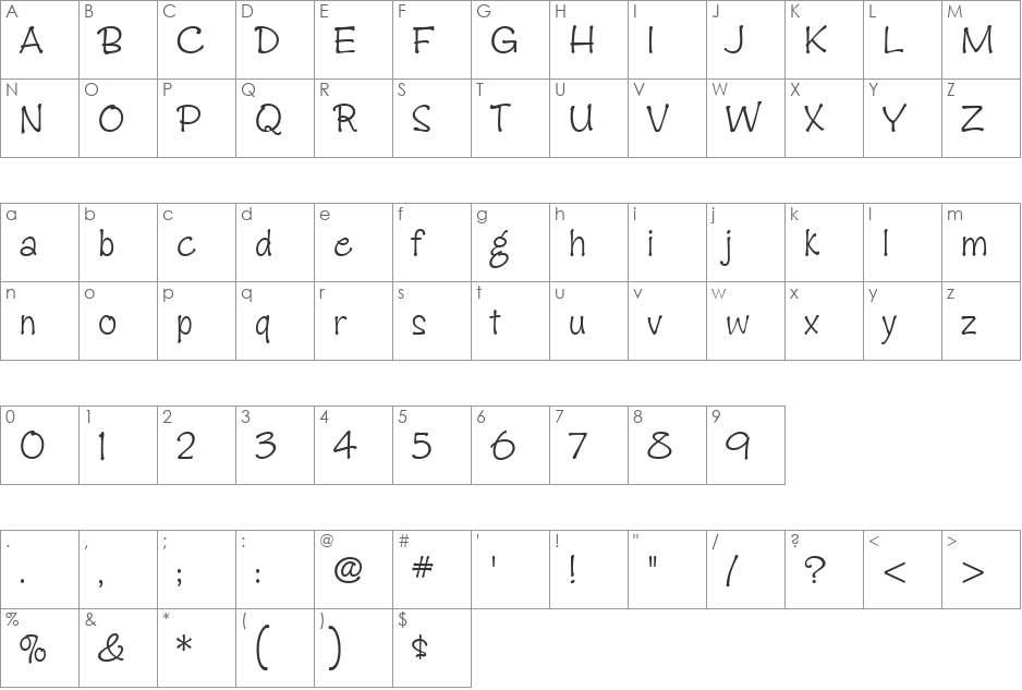 ZiptyDo font character map preview
