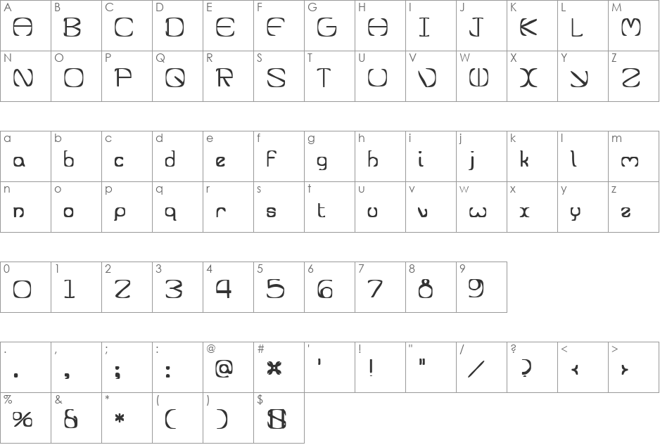 ZirkStressed font character map preview