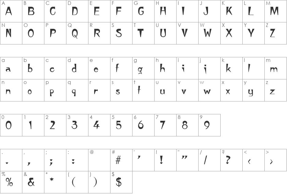 ZoeBecker font character map preview