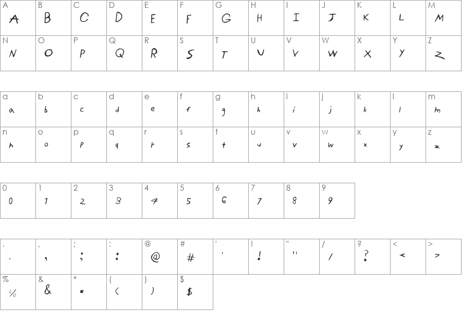 Zombie Font font character map preview
