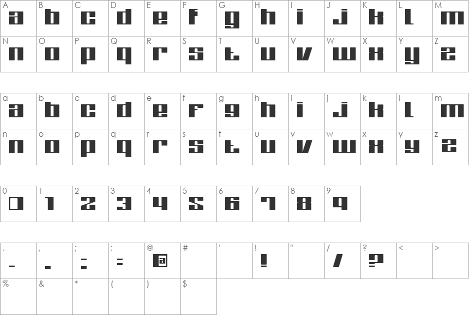 Zone font character map preview