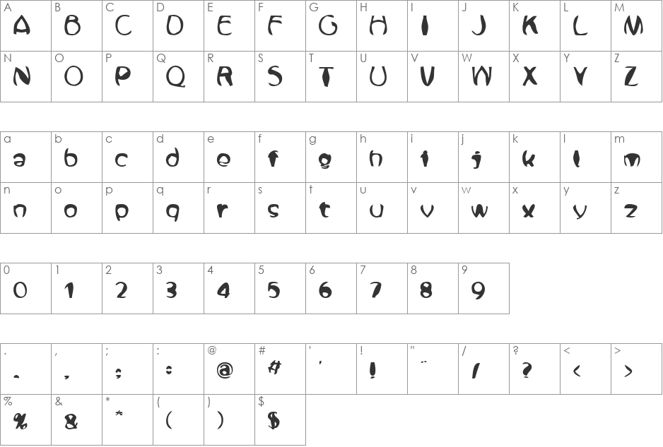 Zone23_FishEye font character map preview