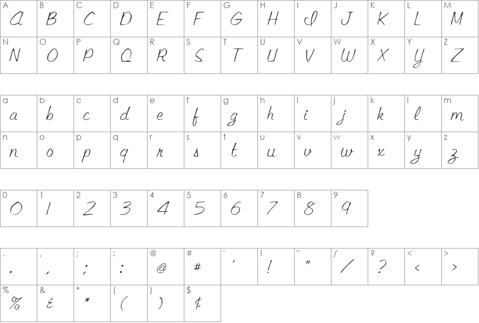 Zoon font character map preview