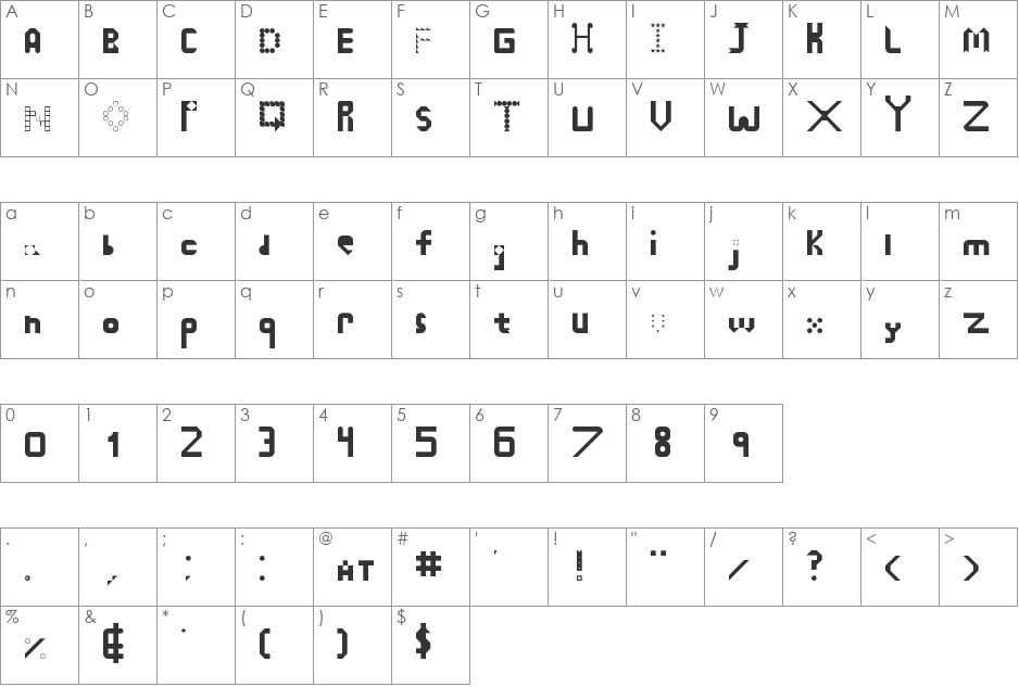 zooscript1 font character map preview