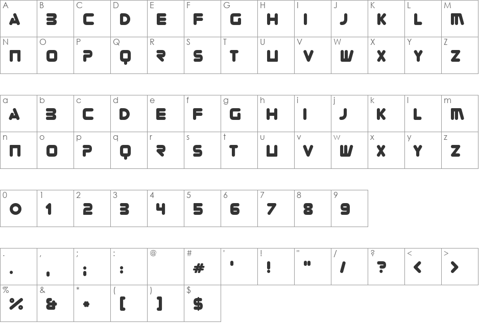 Zorque font character map preview
