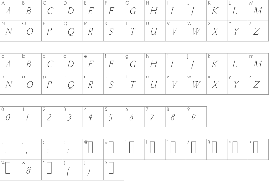 ZoysiaCaps font character map preview