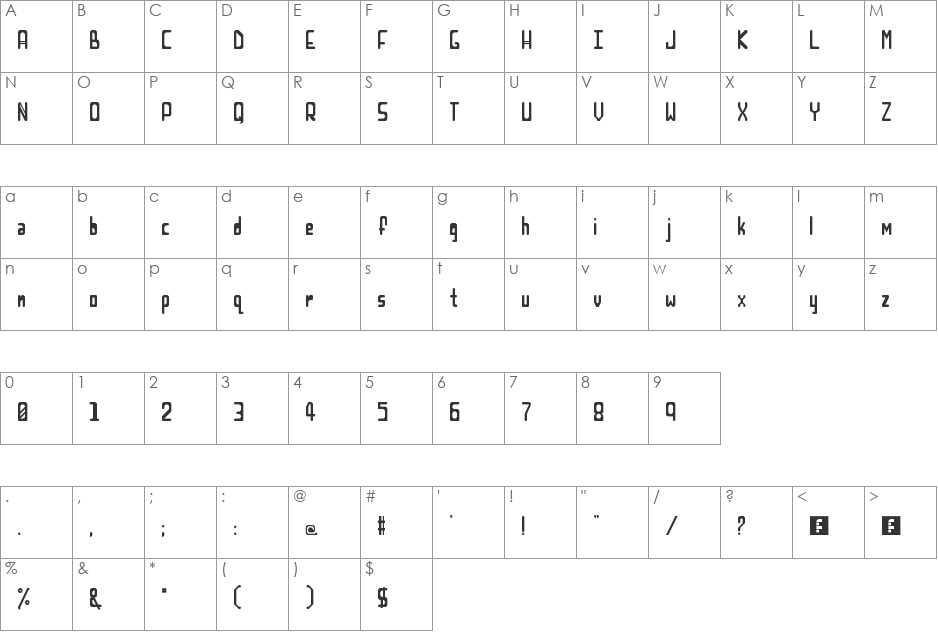 Zubari font character map preview