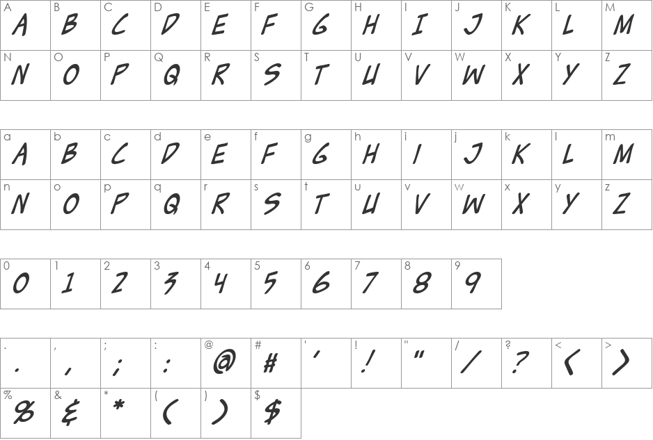 Zud Juice font character map preview
