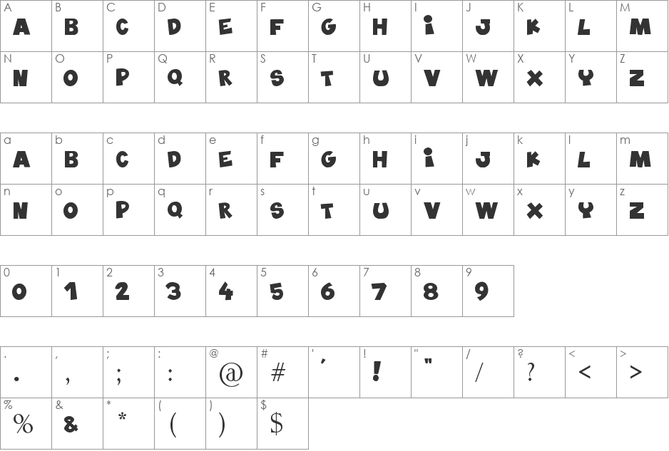 BlablaHawk font character map preview