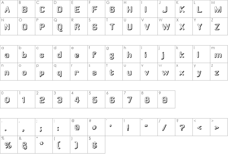 ZyphyteOffset font character map preview