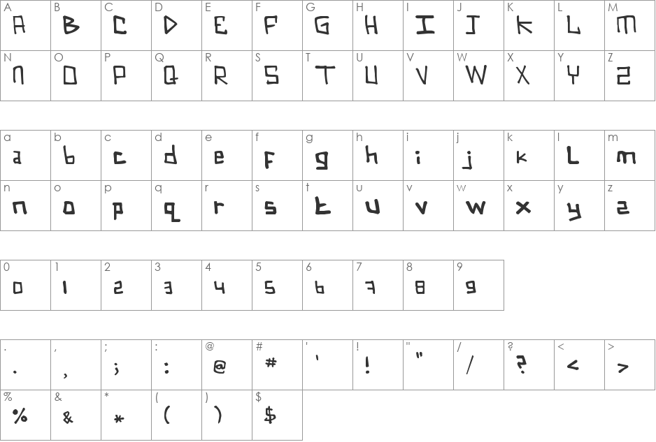 ZZZ I-Far font character map preview