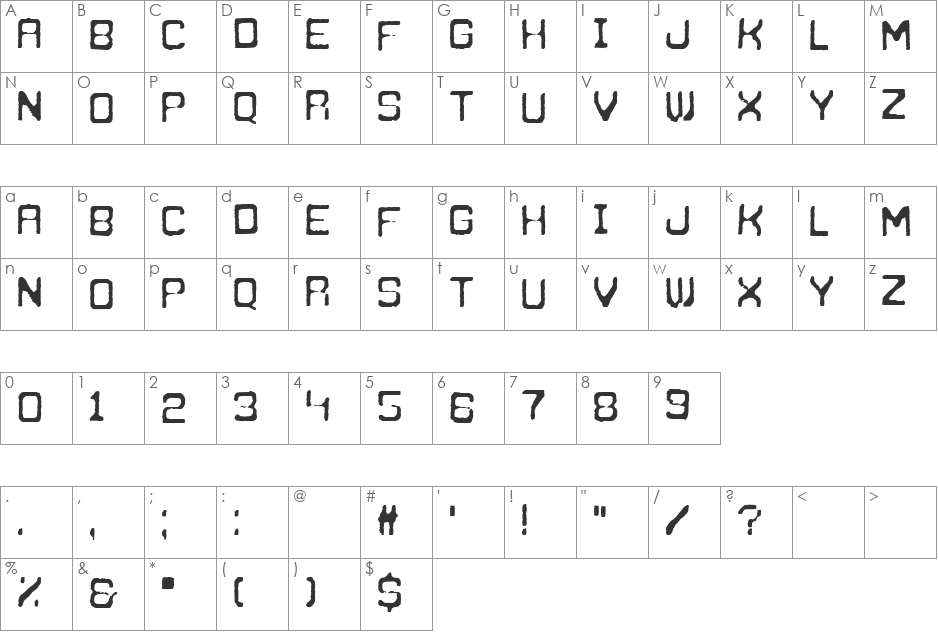 [Zagreb Underground] font character map preview