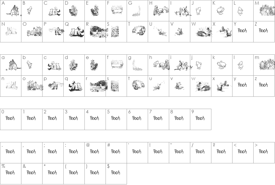 001 Pooh Classic Dings font character map preview