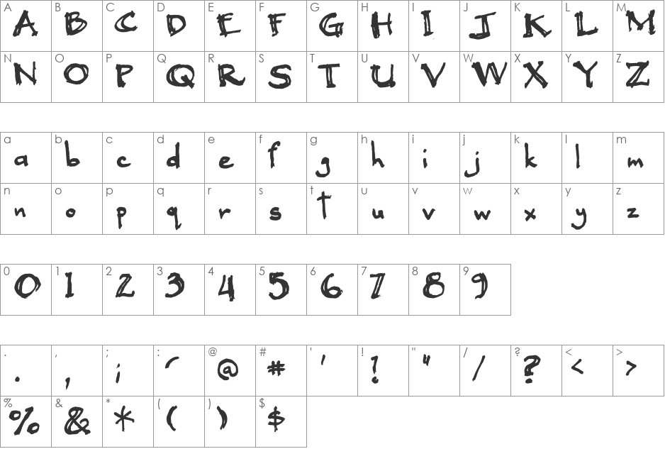 Black Beauty font character map preview