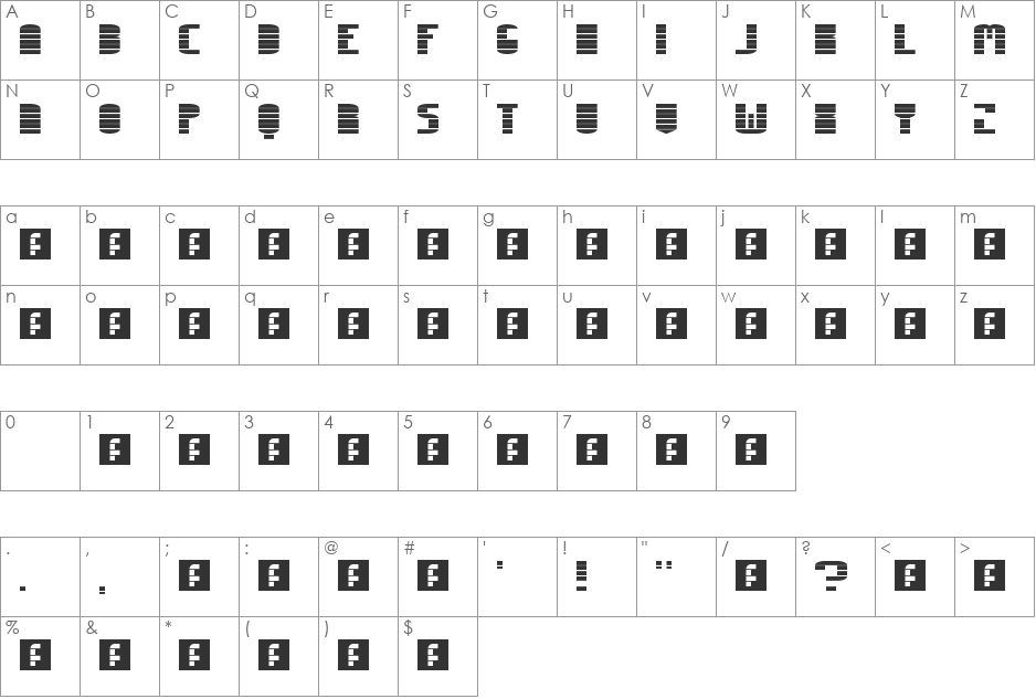 00ne Blockollida 2 font character map preview
