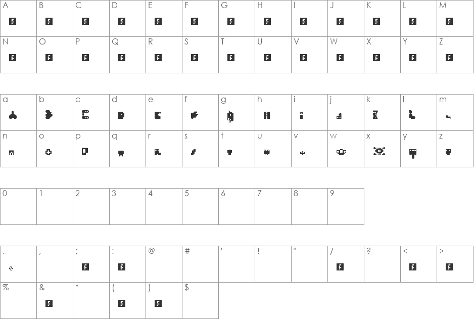 00ne Empolliaxe Neuronized font character map preview