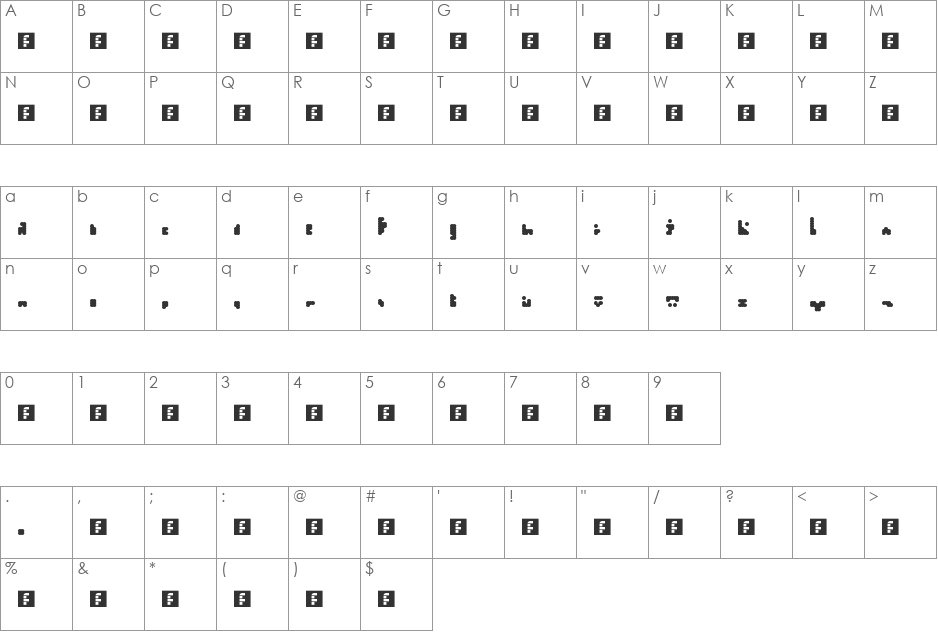 00ne Exagg Cotonneux font character map preview