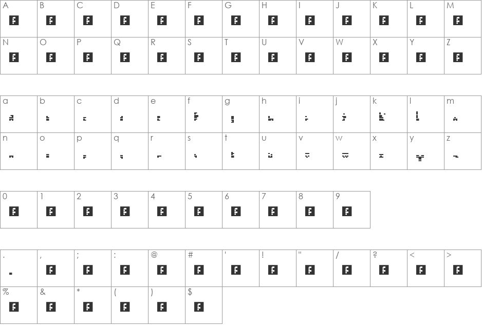 00ne Exagg Superstrong font character map preview