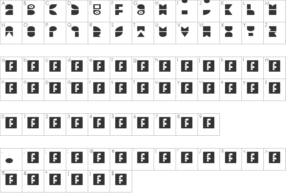 00ne Minix 2 font character map preview