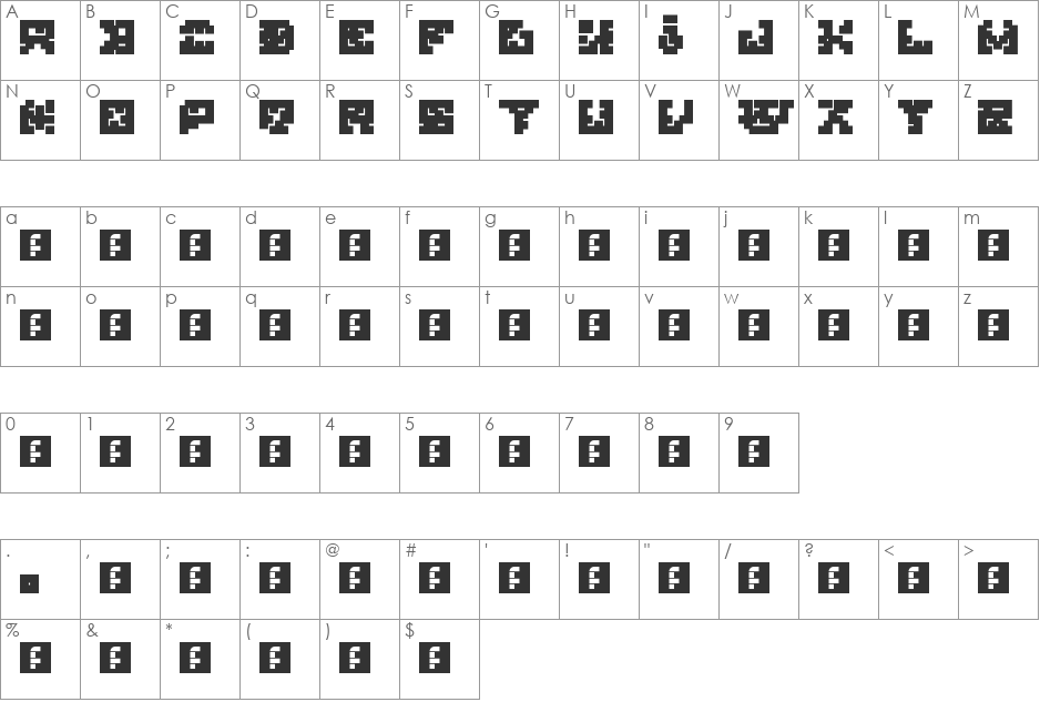 00ne Powerful Not so Atroce font character map preview