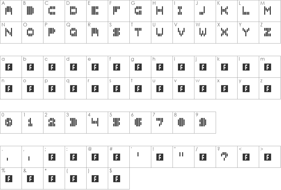 00neTribute to TomoAlien font character map preview
