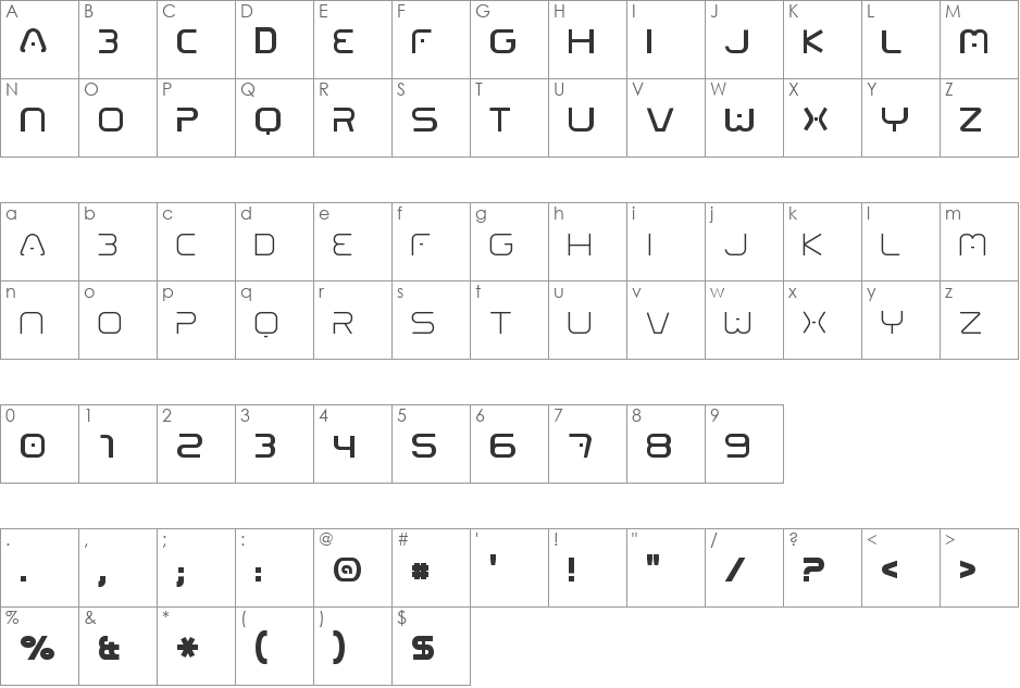 01 Digitall font character map preview