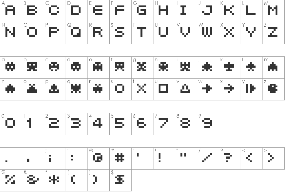 04b03 font character map preview