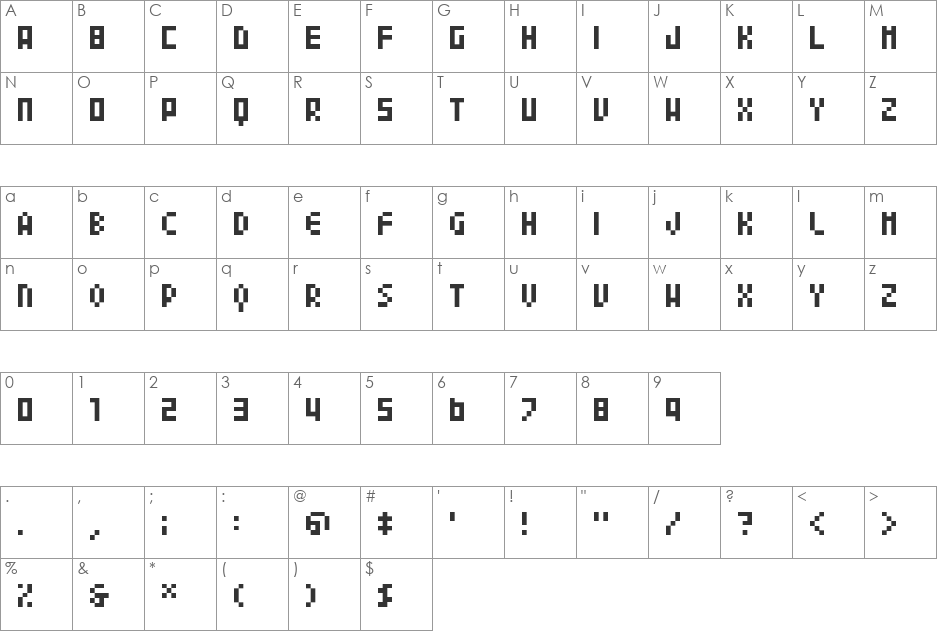 04b24 font character map preview
