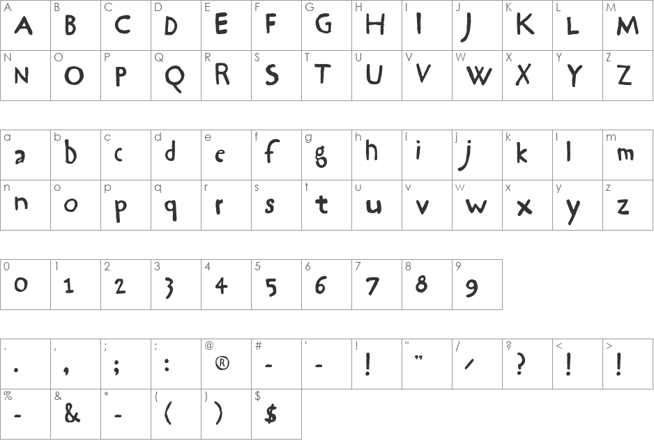 1 font character map preview