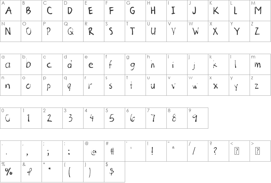 1 font character map preview